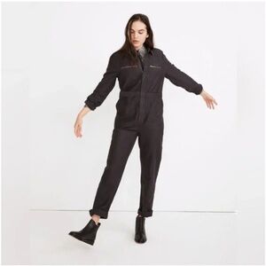 Madewell Zip Pocket Coverall Jumpsuit in Black Coal
